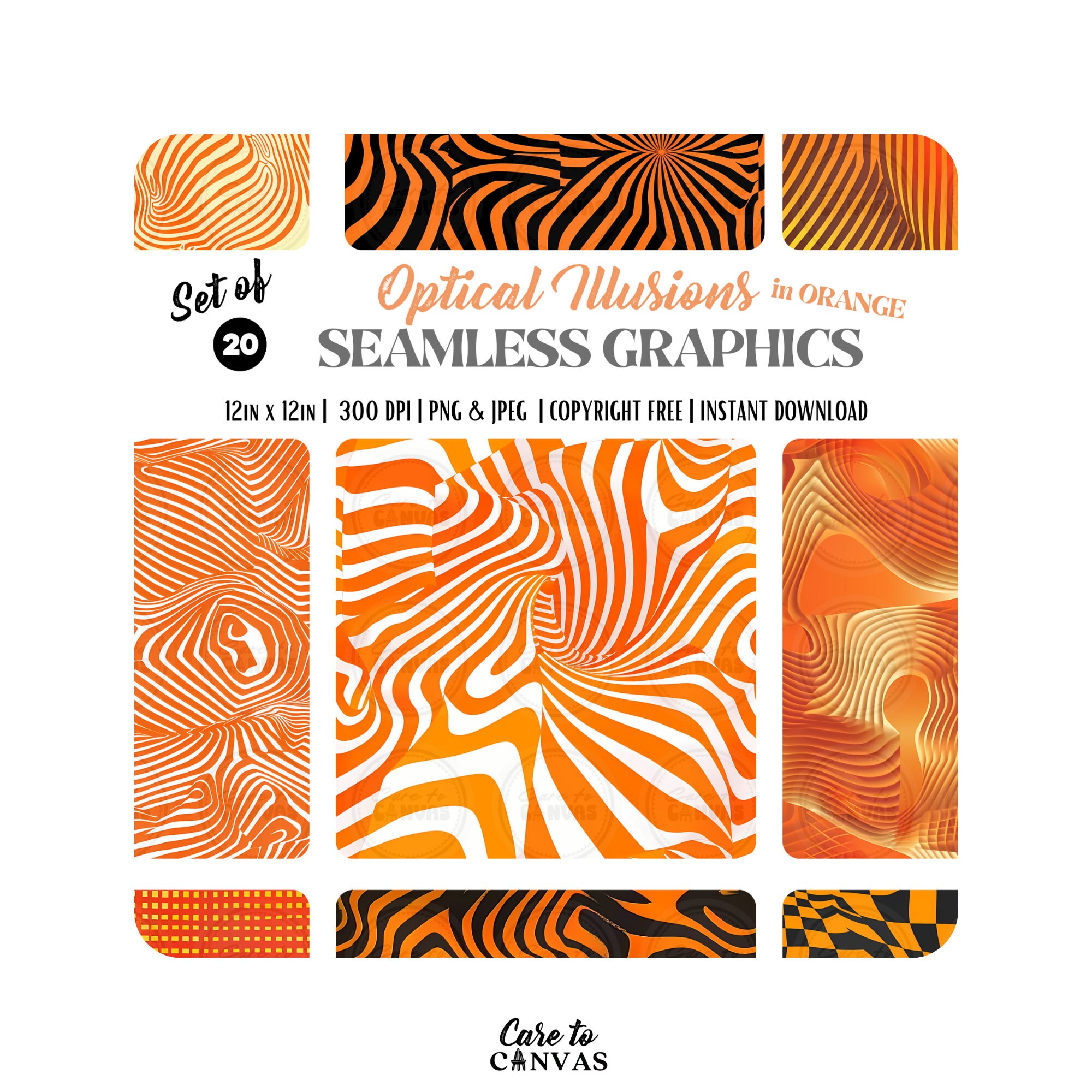 Optical Pattern Chart Seamless Optical Illusion Surface Pattern BUNDLE | 9 Sets, 128 ...