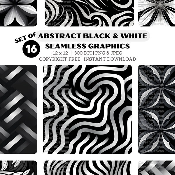 Abstract Duo Tone Digital Patterns - Unique Black and White Seamless Designs, Ideal for a Diverse Range of Creative Projects