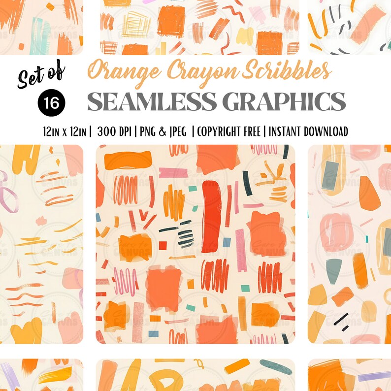 Digital Seamless Surface Patterns | Abstract Crayon in ORANGE | Modern ...
