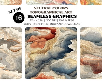 Topographical Art - Digital Seamless Earth Tone Patterns for Creative and Business Use | Natural, Neutral, Earthy