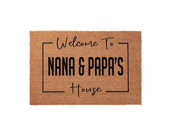 Nana And Papa House Doormat - Personalized Grandparent Welcome Mat