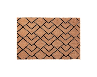Modern Geometric Outdoor Coir Welcome Mat, Front Porch Door Mat
