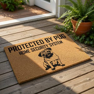 Pug Doormat, Funny Doormats, Welcome Mat, Housewarming Gift, Dog Lover Gift, Pug Lover New Home Pet Owner Decor, Door Mat