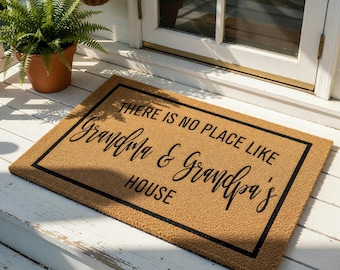 Grandma And Grandpa Doormat, Personalized Welcome Mat, There Is No Place Like House Rug, Custom Grandparents Gift, Entryway Decor