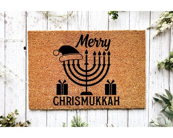 EKOREST Merry Christmukkah Gartenflagge – 30,5x45,7 Cm, Doppelseitig, Jute, Winterliche Dekoration