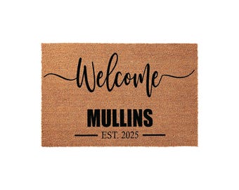 Family Last Name Personalized Doormat - Custom Established Date Welcome Mat