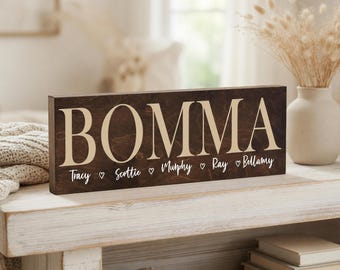 Personalized Bomma Gift Sign, Mothers Day Gift For Grandma, Custom Grandkids Name Sign, Unique Birthday Present From The Kids