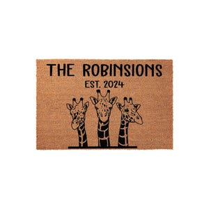 Family Last Name Giraffe Doormat - Personalized Welcome Mat