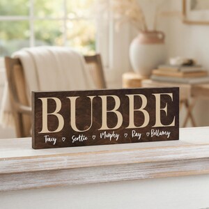 Personalized Bubbe Gift Sign, Custom Family Name Decor, Grandma Gift, Mothers Day Present, Nana Keepsake, Birthday Christmas Idea