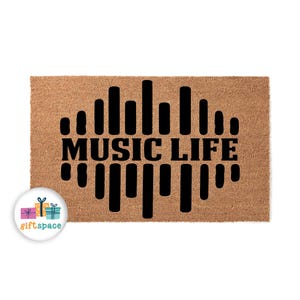 Doormat Music Life Welcome Mat Housewarming Gift Home Gift Homeowner Birthday Gift Porch Decor Front Door First House Home Decor Gift 6161**
