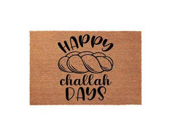 Happy Challah Days Welcome Mat, Coir Doormat for Hanukkah, Jewish Holiday Gift Front Door