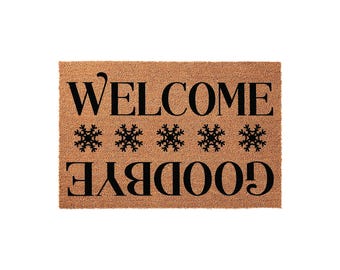 Welcome Goodbye Snowflake Winter Doormat, Front Porch, New Home Gift