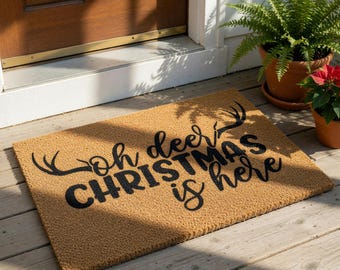 Christmas Doormat, Oh Deer Holiday Doormats, Funny Welcome Mat, Winter Door Mat, Front Porch Decor, Xmas Gift, Seasonal Home Rug