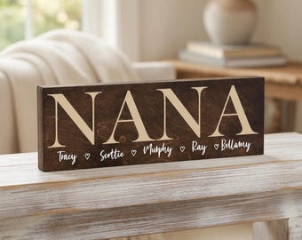 Personalized Nana Gift Sign, Custom Wood Sign For Grandma, Grandkids Name Mothers Day Gift, Family Keepsake, Custom Decor
