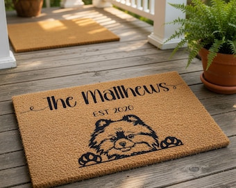 Personalized Pomeranian Doormat, Custom Welcome Mat, Housewarming Gift, New Homeowner Gift, Funny Dog Door Mats, Pomeranian