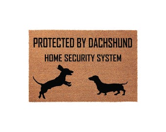Dachshund Home Security System Door Mat - Funny Wiener Dog Owner Gift
