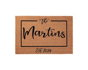 Family Last Name Personalized Doormat - Custom Established Date Welcome Mat