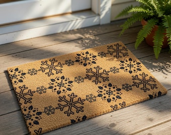 Snowflake Christmas Doormat, Winter Welcome Mat, Holiday Front Door Rug, Seasonal Coir Entryway Decor, Christmas Gift For Home