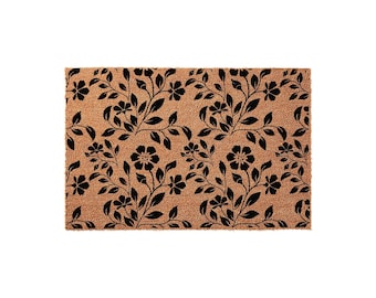 Floral Doormat, Welcome Mat For Front Door, Botanical Flower Door Mat, Housewarming Gift, New Home Present, Outdoor Coir Entry Rug