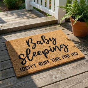 Baby Sleeping Doormat, Funny New Parent Gift, Welcome Mat For Front Door, Newborn Gift, Housewarming Present, Baby Shower Decor