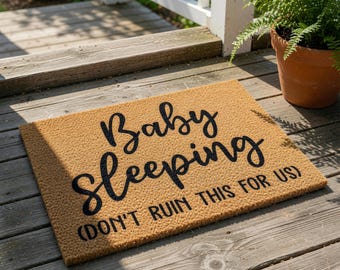 Baby Sleeping Doormat, Funny New Parent Gift, Welcome Mat For Front Door, Newborn Gift, Housewarming Present, Baby Shower Decor