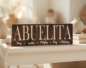 Personalized Abuelita Gift Sign, Custom Family Name Sign For Grandma, Regalo Para Abuelita, Mothers Day Gift, Birthday Present
