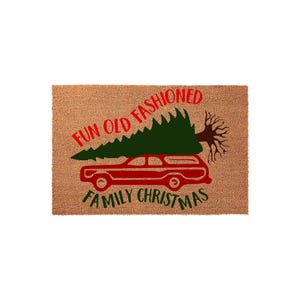 Fun Old Fashioned Family Christmas Doormat - Vintage Holiday Front Door Decor