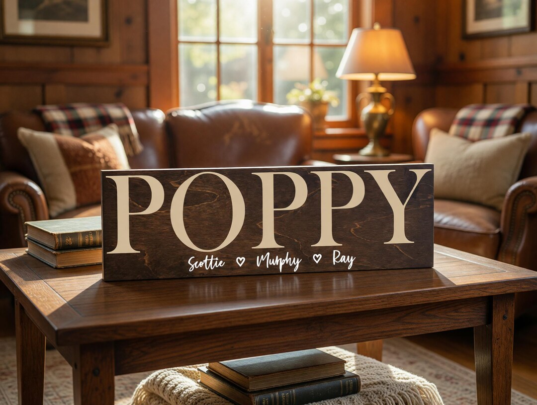 Custom Father's Day Gift for Poppy: Sign With Grandkids' Names, Grandpa ...
