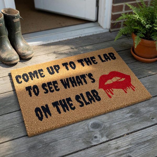 Come Up To The Lab Doormat, Funny Welcome Mat for Halloween, Horror Movie Fan Gift