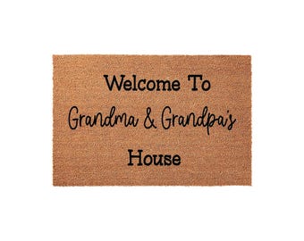 Grandma and Grandpa Welcome Doormat - Personalized Grandparents Entryway Mat