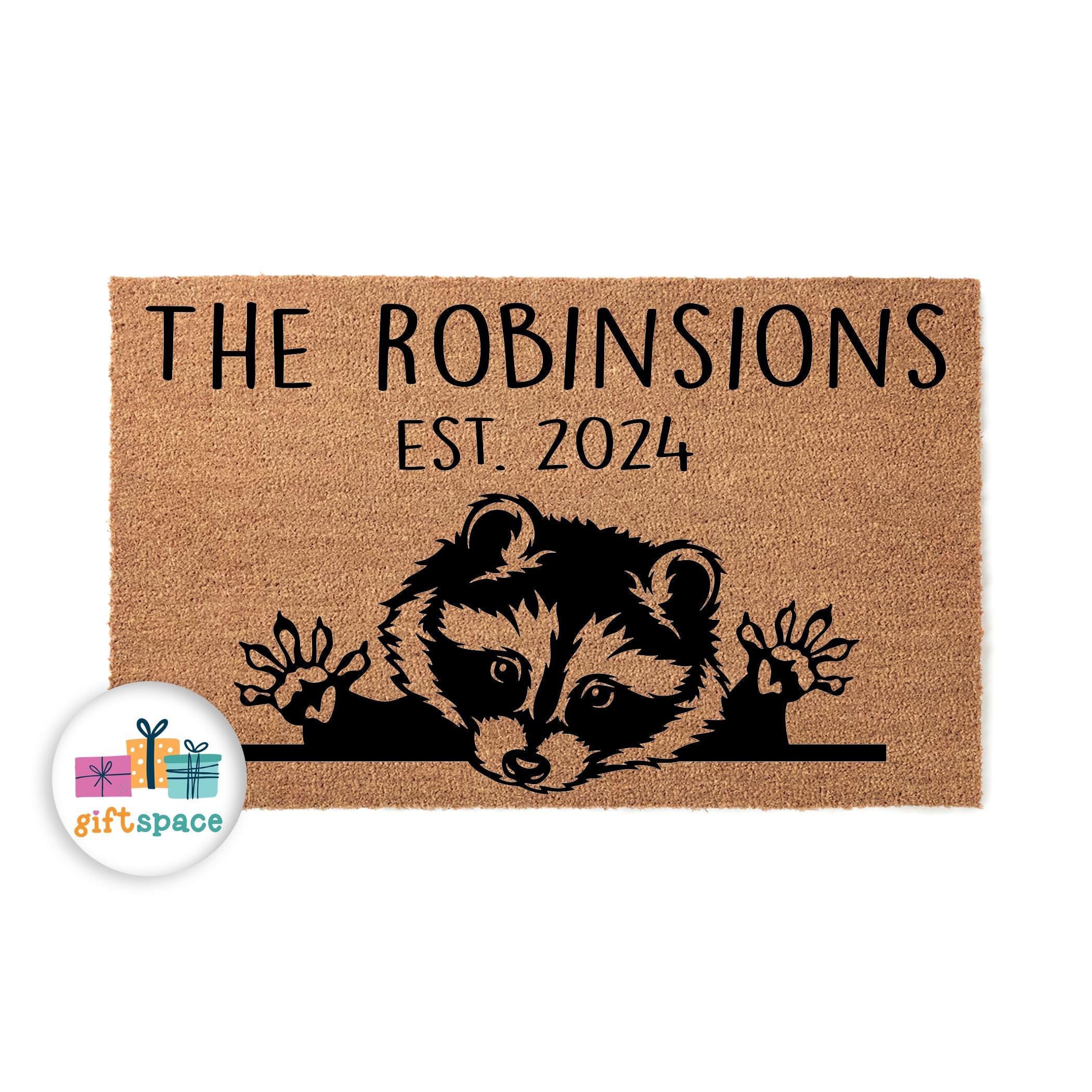 Custom Doormat Raccoon  Family Name Welcome Mat Gift For Her Doormats Porch Decor Front Door House Warming Moving Gift Home Decor Gift 6166