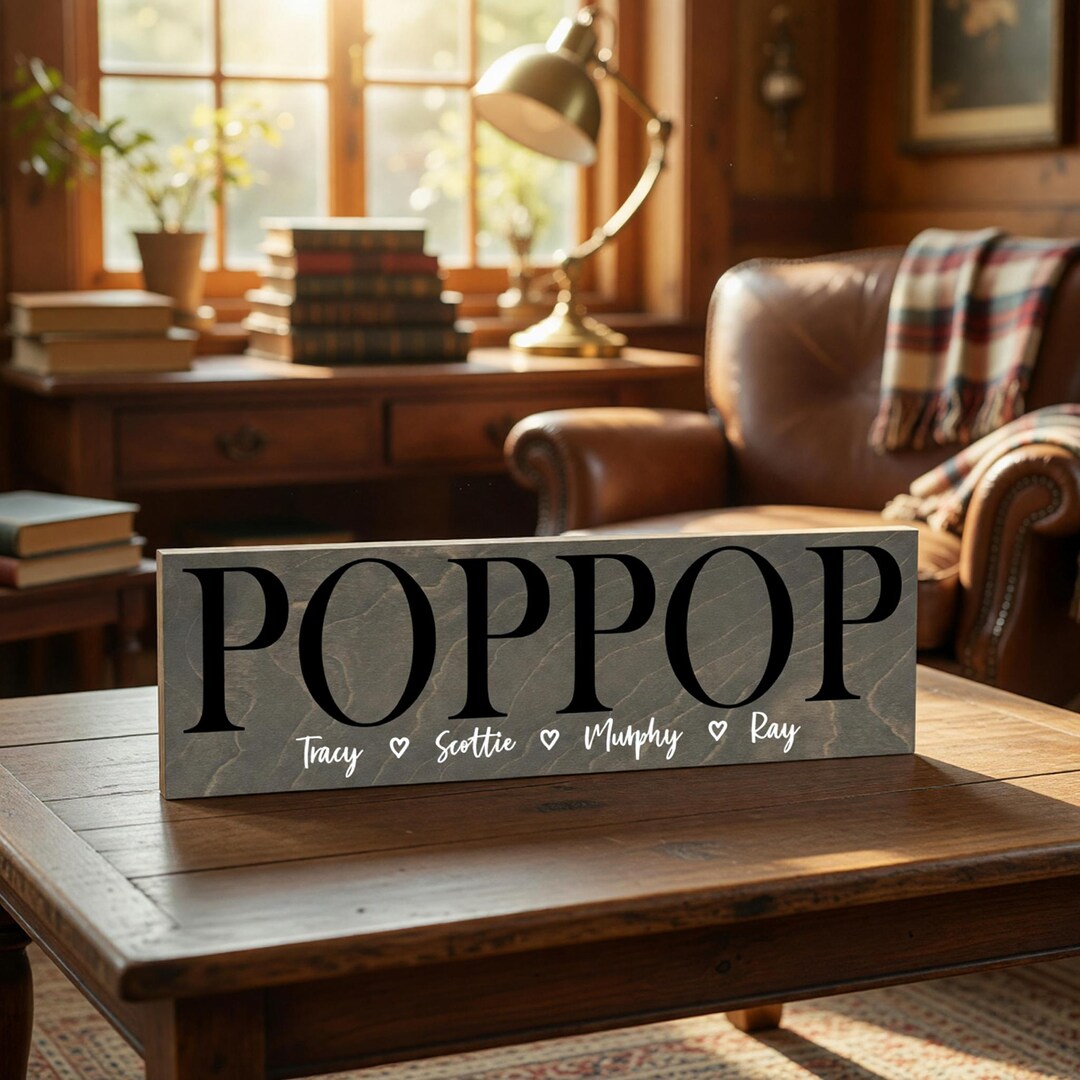 Pop Daddy Signs Personalized Fathers Day Gift for Poppop, Grandpa, Papa, Poppy, Pappy ...