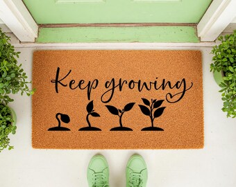Keep Growing Doormat - Natural Coir Entryway Welcome Mat