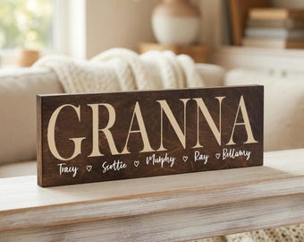 Personalized Granna Gift Sign, Custom Grandma Plaque, Mother's Day Grandmother Gift, Nana Keepsake, Sentimental Grandparents Decor