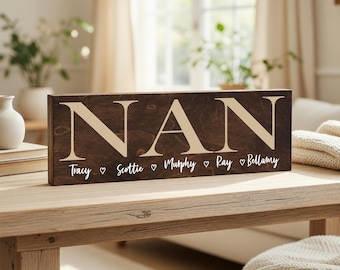 Personalized Nan Gift Sign, Custom Grandchildren Gift, Mothers Day For Grandma, Nana Sign, Family Name Granny Keepsake