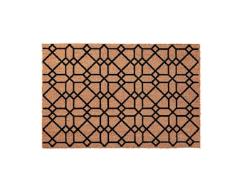 Geometric Trellis Pattern, Modern Front Porch Outdoor Coir Welcome Mat