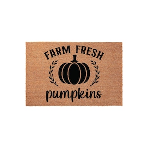 Farm Fresh Pumpkins Doormat - Rustic Autumn Porch Decor