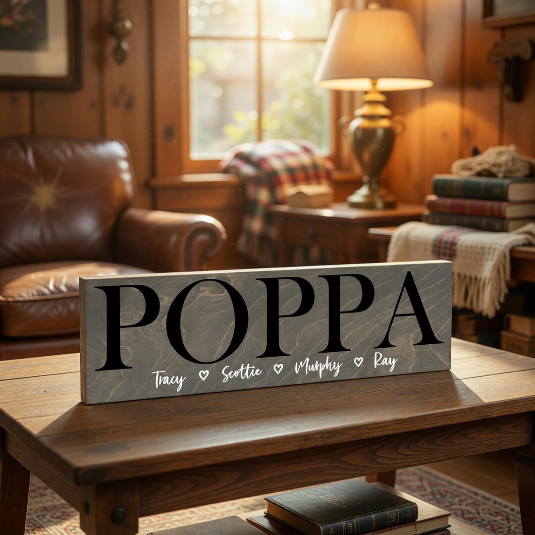 Pop Daddy Signs Personalized Poppa Gift Sign, Custom Wood Sign for Grandpa, Fathers Day ...
