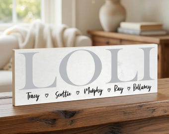 Personalized Grandma Sign, Loli Custom Wood Sign, Gift For Grandma From Grandkids, Nana Gift, Grandkids Name Mothers Day Decor