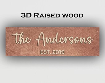 Personalized Family Name Sign, Custom Wood Sign, Last Name Established Housewarming Gift, Wedding Anniversary Gift