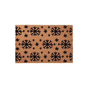 Snowflake Pattern Winter Welcome Mat, Christmas Front Door, Coir