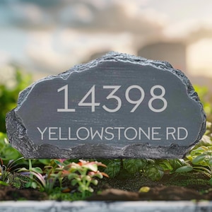 Custom Address Garden Stone | Engraved House Number Rock, Personalized Outdoor Plaque for Yard, Home Entryway Sign Gift 7855