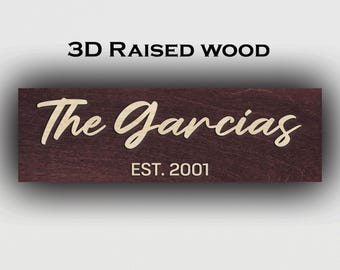 Personalized Family Name Sign, Custom Wood Sign, Last Name Established Housewarming Gift, Wedding Gift, Anniversary