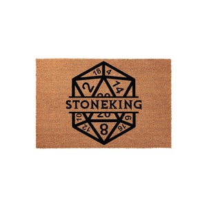 Custom Family Last Name D20 Dice Doormat - Personalized Gamer Gift for RPG Fans