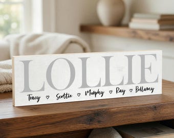 Personalized Grandmother Name Sign, Lollie Custom Wood Sign, Mothers Day Gift, Nana Gift, Family Name From Grandkids, Personalized Mom
