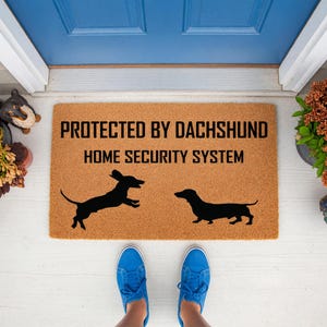 Dachshund Home Security System Door Mat - Funny Wiener Dog Owner Gift