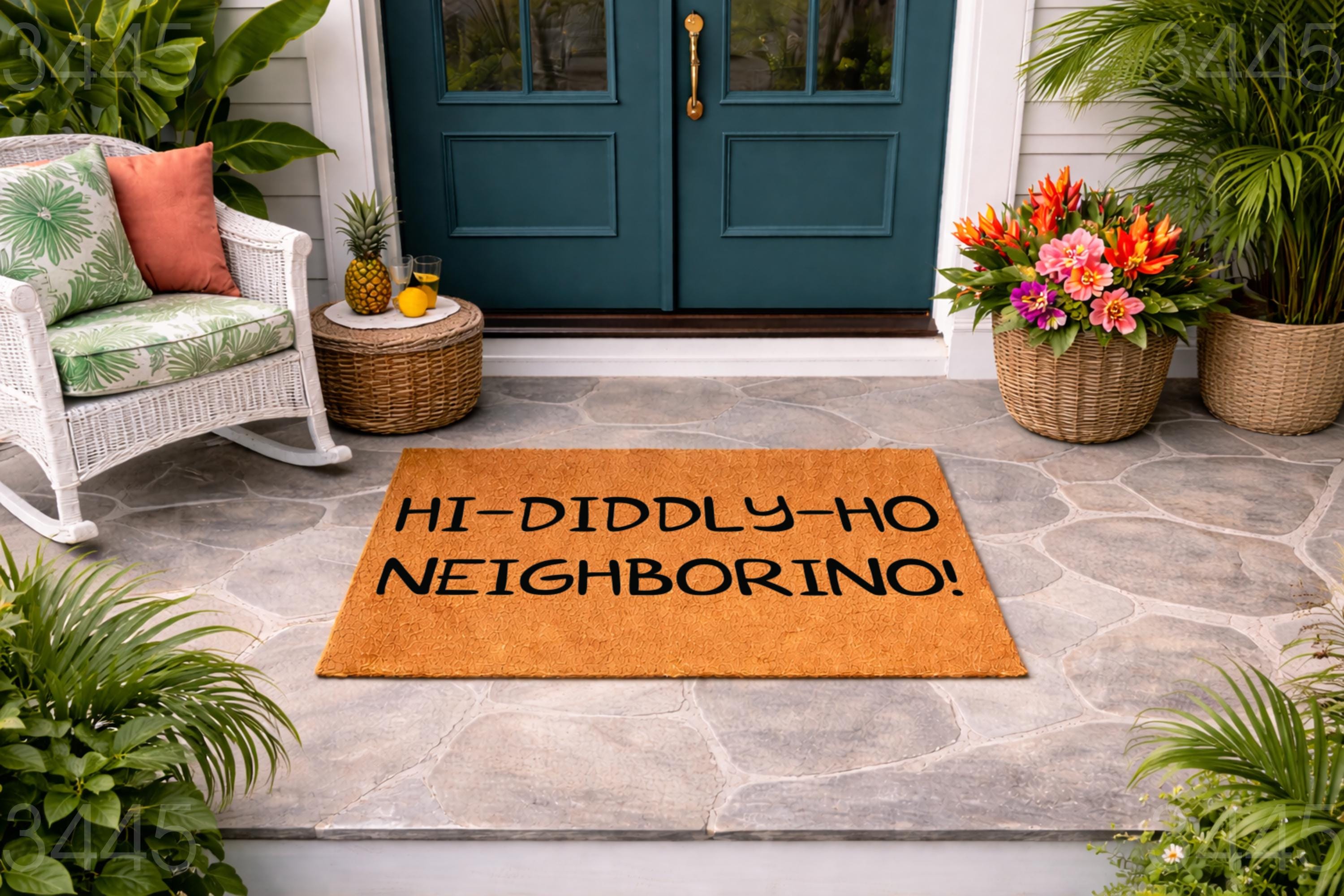 Hi Diddly Ho Neighborino! Doormat, Door Mat, Funny Welcome Mat