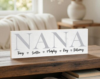 Personalized Nana Gift Sign, Custom Grandkids Name Sign, Grandma Gift, Mothers Day Family Keepsake, Custom Wood Decor