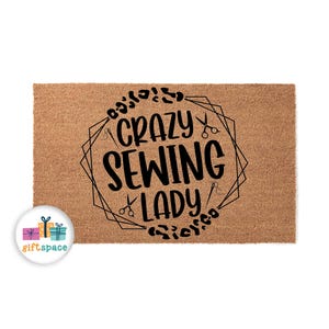 Doormat Crazy Sewing Lady - Doormat Outdoor Personalized Gift Best Gift For Front Door Mat Home Doormat Doormats New Home Gift Home 5872**