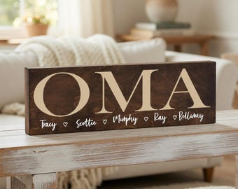 Personalized Oma Gift Sign, Mothers Day Gift For Grandma, Custom Name Sign, Nana Grandparent Wood Decor, Nana